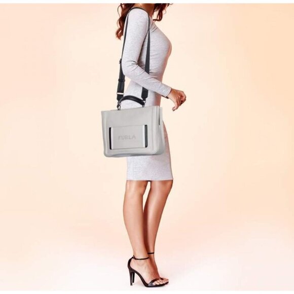 Furla‎ Reale North South Large Convertible Leather Tote Creamy Beige - Picture 6 of 16